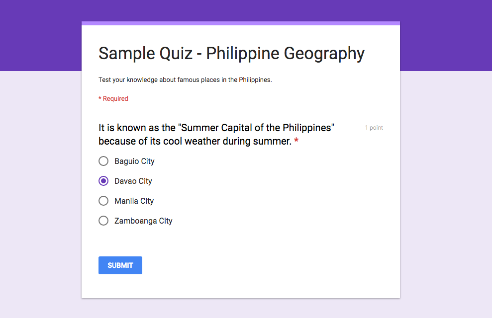 AI solving a multiple choice geography quiz about the Summer Capital of the Philippines